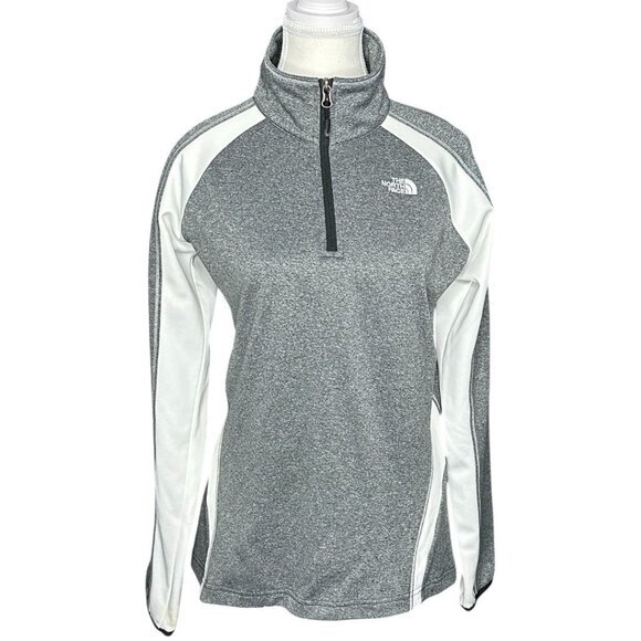 The North Face Tops - The North‎ Face Womens Gray White Quarter Zip Pullover Fleece T260+T660 Size M